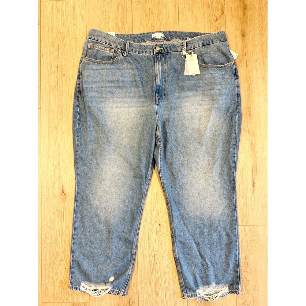 Good American Good 90s Loose Jeans Indigo060 Distressed Hem Womens 20 GNID859T